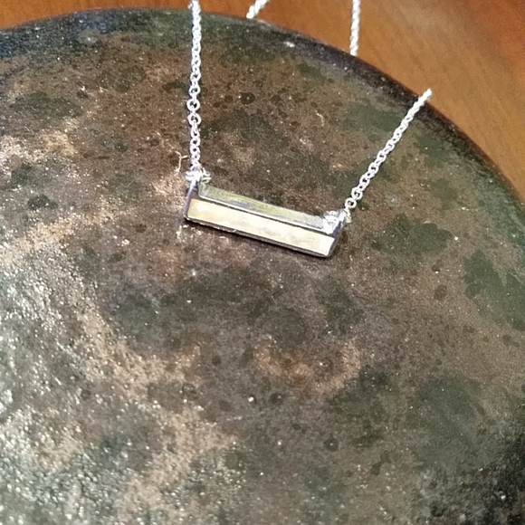 silver tone iridescent pendant necklace - Picture 2 of 5